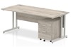 Gladstone Grey Oak Straight Desk And Pedestal