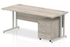 Gladstone Grey Oak Straight Desk And Pedestal