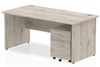 Gladstone Grey Oak Straight Panel Desk And Pedestal