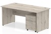 Gladstone Grey Oak Straight Panel Desk And Pedestal