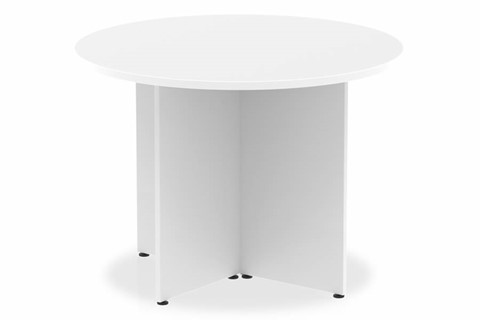 Polar White 1200mm Round Meeting Table Panel Leg