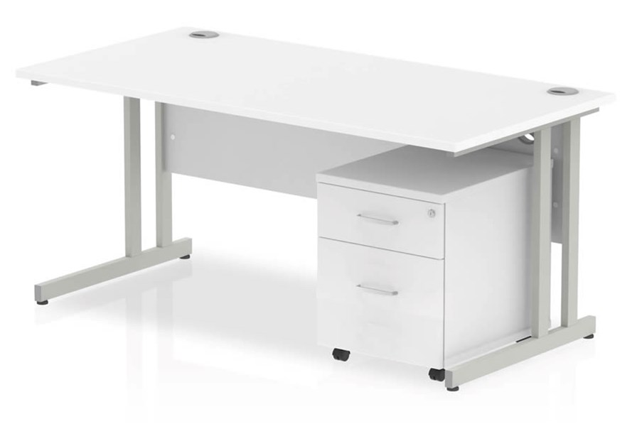 Polar Straight Desk And Pedestal