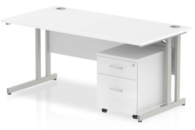 Polar Straight Desk And Pedestal