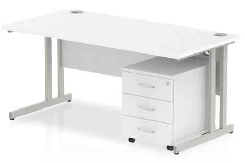 Polar Straight Desk And Pedestal - 1200mm 3 Drawer 