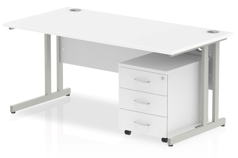 Polar Straight Desk And Pedestal