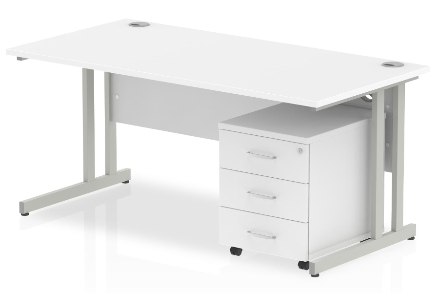 View White Rectangular Office Desk 3 Drawer Pedestal 1800mm Wide Polar information