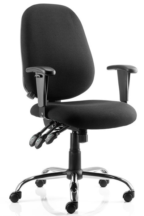 View Black Ergonomic Office Chair Adjustable Lumbar Support Seat Back Height Adjustment Call Centre Chair T Adjustable Arms Seat Tilt Function information