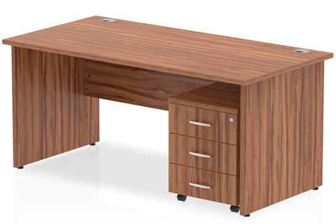 Nova Walnut Panel Desk And Pedestal - 1200mm 3 Drawer 