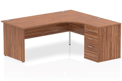 Nova Walnut Corner Panel Desk And Pedestal - 1800mm Right Handed 