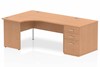 Norton Oak Corner Panel Desk And Pedestal