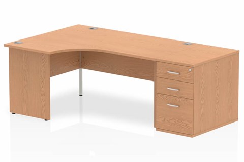 Norton Oak Corner Panel Desk And Pedestal - 1600mm Wide Right Handed 