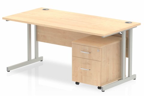 Solar Straight Desk And Pedestal - 1600mm Wide 2 Drawer 