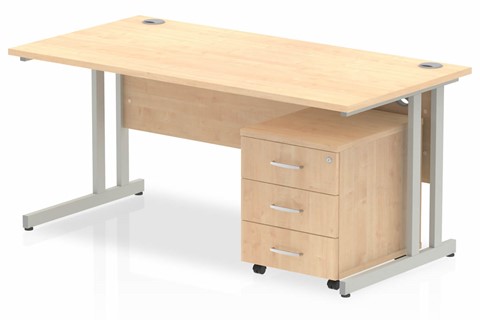 Solar Straight Desk And Pedestal - 1200mm Wide 3 Drawer 