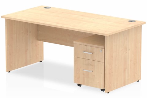 Solar Straight Panel Desk And Pedestal - 1600mm Wide 2 Drawer 