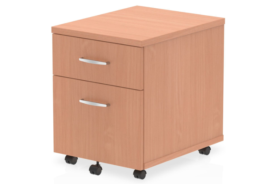 View Beech Finish Mobile 2 Drawer Desk Pedestal Storage Chest Fully Locking Drawers Fully Extending Drawer Runners Easy Glide Wheels Price Point information
