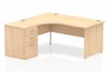 Solar Maple Corner Panel Desk And Pedestal