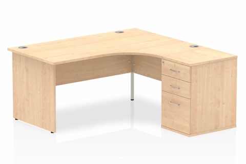 Solar Maple Corner Panel Desk And Pedestal - 1600mm Right Handed 