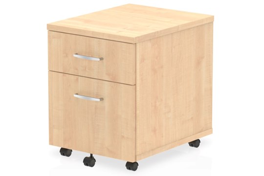 Maple Two Drawer Mobile Filing Pedestal Lockable Solar