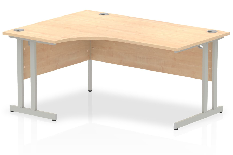 View Maple LShaped Left Corner Cantilever Desk Silver Metal Legs 3 x Cable Ports 1600 1800 Available information