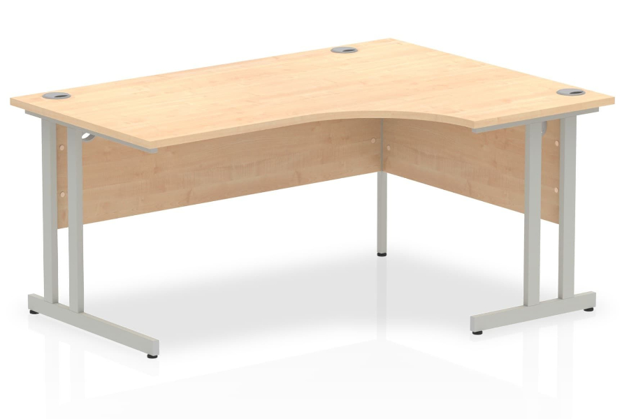 View Maple LShaped Right Corner Cantilever Desk Silver Metal Legs 3 x Cable Ports 1600 1800 Available information