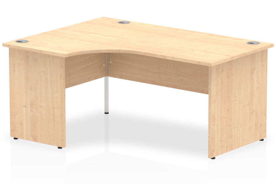 View Maple LShaped Panel End Corner Desk Left Handed Office Desk With 3 x Cable Ports 1600 1800 Solar Range information