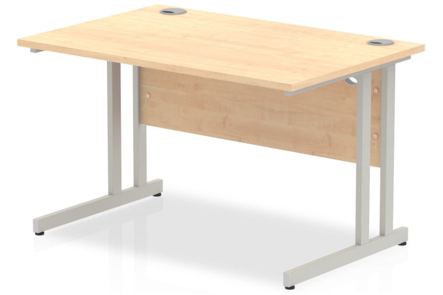 View Maple Rectangular Cantilever Office Desk 120cm x 60cm Desk With Grey Metal Legs Solar Maple Office Furniture Range information