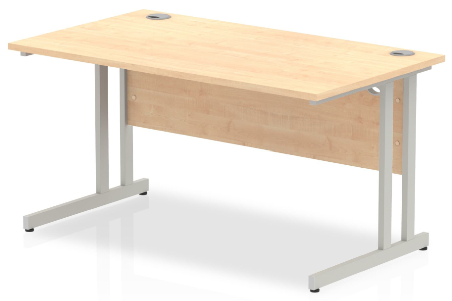 View Maple Rectangular Cantilever Office Desk 140cm x 80cm Desk With Grey Metal Legs Solar Maple Office Furniture Range information