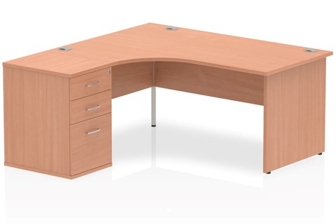 Price Point Beech Corner Panel Desk And Pedestal - 1600mm Left Handed 