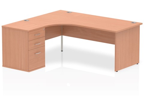 Price Point Beech Corner Panel Desk And Pedestal - 1800mm Left Handed 
