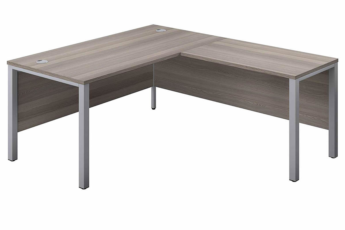 View Grey Oak Corner Bench Desk 1800mm Silver Right Handed Kestral information