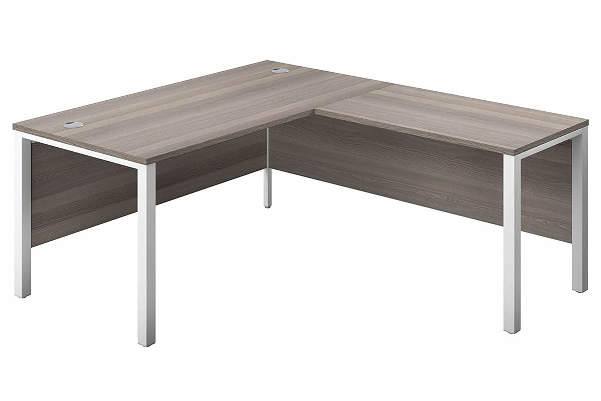 View Grey Oak Corner Bench Desk 1600mm White Right Handed Kestral information