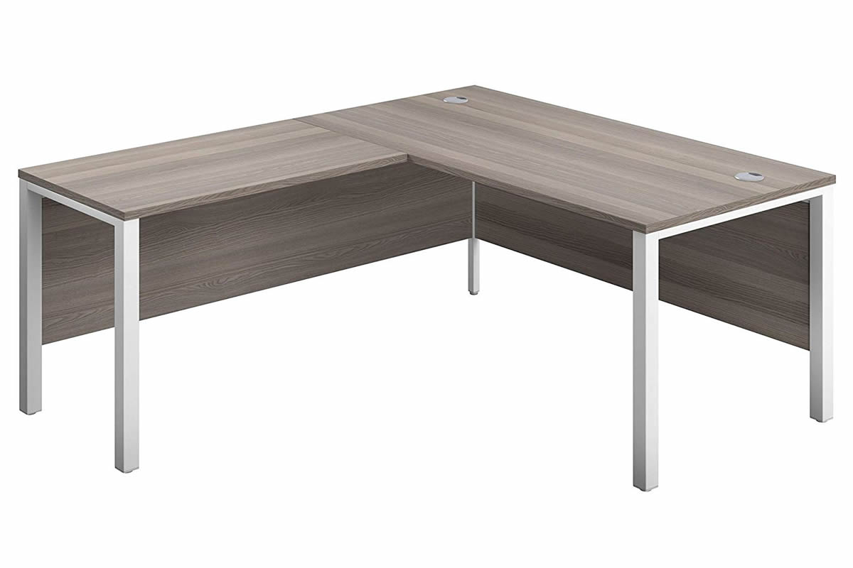 View Grey Oak Corner Bench Desk 1800mm White Left Handed Kestral information