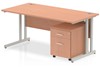 Price Point Beech Straight Desk And Pedestal