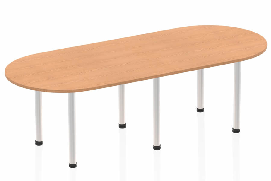 View Oak Finish Large Boardroom Table To Seat 810 People Rounded Ends 240cm x 120cm Scratch Resistant Surface Post Legs With Levelling Feet Norton information
