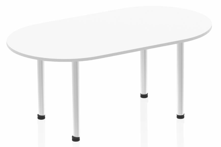 View 180cm x 120cm White Oval Board Meeting Office Table 25mm Scratch Resistant Top Silver Steel Legs Seats 68 People Impulse Meeting Table information