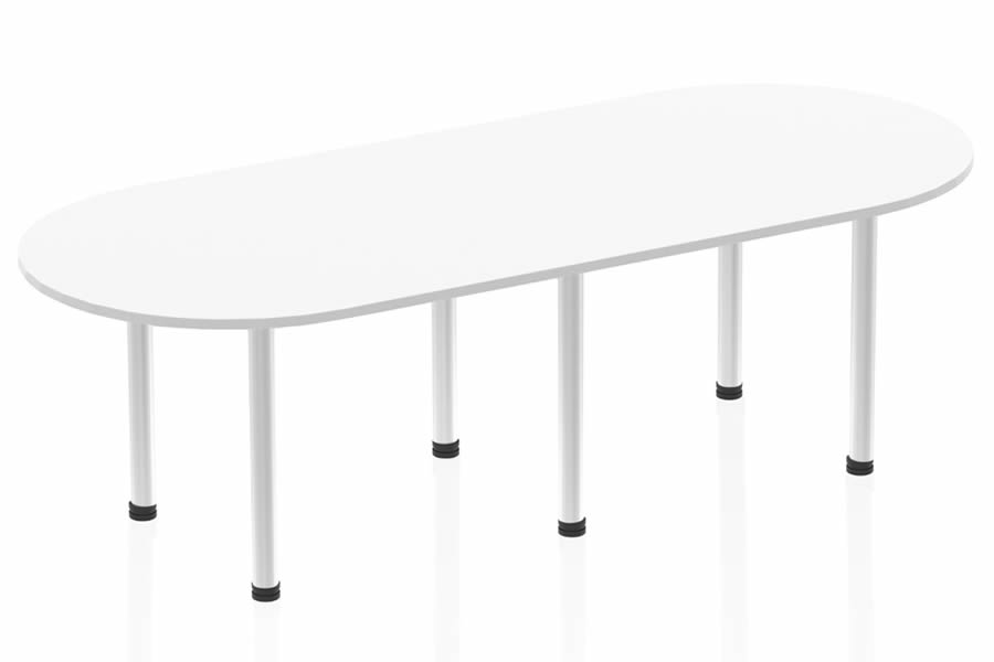 View White Large Boardroom Table To Seat 810 People Rounded Ends 240cm x 120cm Scratch Resistant Surface Post Legs With Levelling Feet Polar information
