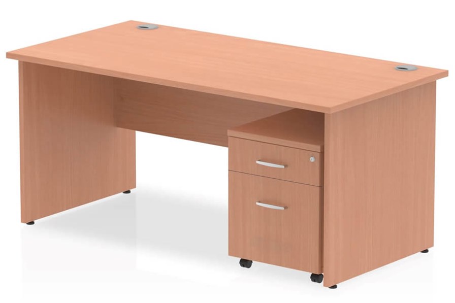 Price Point Beech Straight Panel Desk And Pedestal