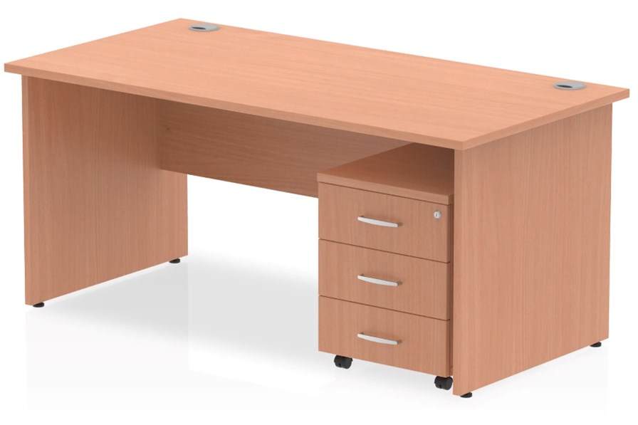 Price Point Beech Straight Panel Desk And Pedestal