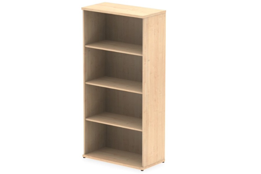 View Medium Height Open Bookcase With Three Adjustable Shelves In Maple Finish For Home Office Study 160cm Tall Levelling Feet Holds A4 Folders information