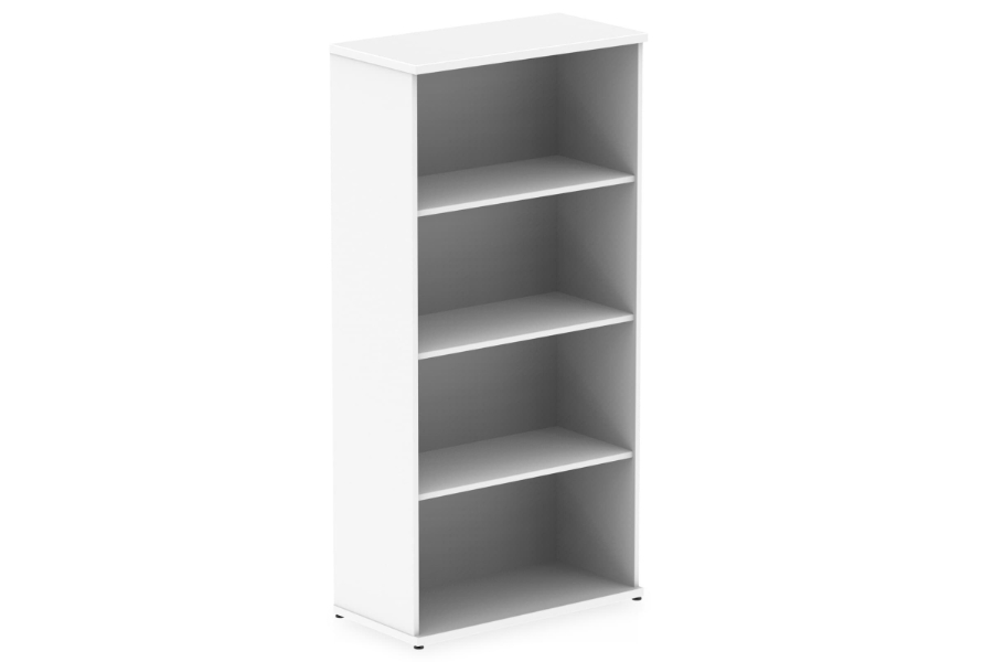 View White Wooden Tall Home Office Bookcase H160cm x W80cm 3 Adjustable Shelves Folder Book Storage Levelling Feet Polar White information