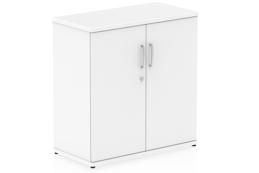 View White Finish Desk High 2 Door Office Study Cupboard Fully Lockable Doors 2 Keys One Shelf Polar Impulse information