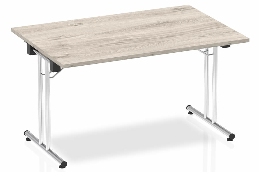 View Grey Oak Folding Rectangular Meeting Table Steel Base Gladstone information