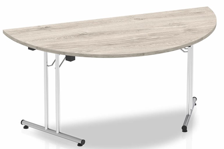 Gladstone Grey Oak Semi Circular Folding Table - 1600mm Wide