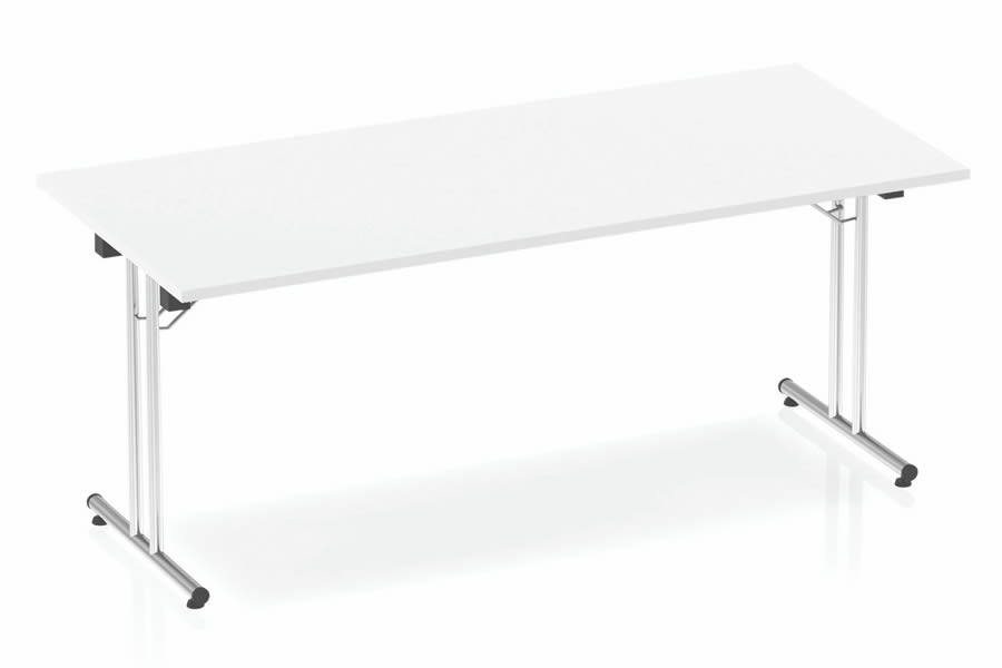 View White Folding Rectangular Meeting Table Steel Base Polar White information