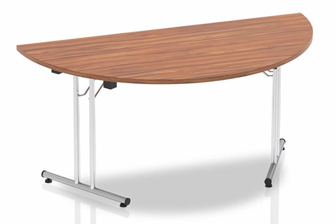 Nova Walnut Semi Circular Folding Table - 1600mm Wide