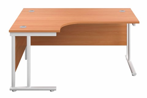 Kestral Beech Cantilever Crescent Workstation - Left Handed 1600mm White Leg