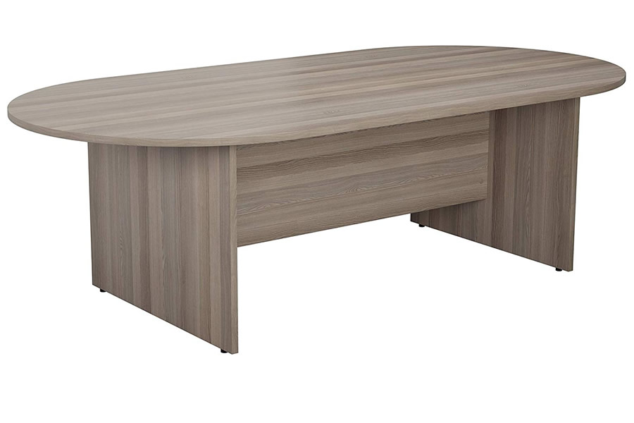 View Large Grey Oak Boardroom Table Sits 68 people D End Modern Meeting Room Table 180cm Long x 100cm Wide Panel Legs Modesty Panel information