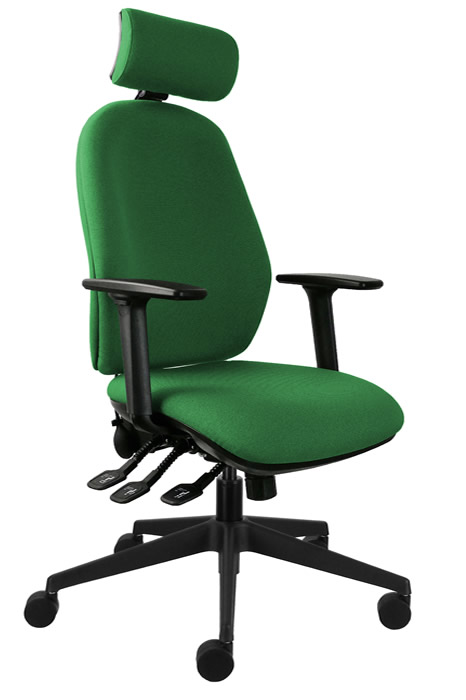 View Green High Back Deeply Padded Operator Chair Seat Slide Height Adjustable Back Adjustable Arms Ergo Fix Posture information