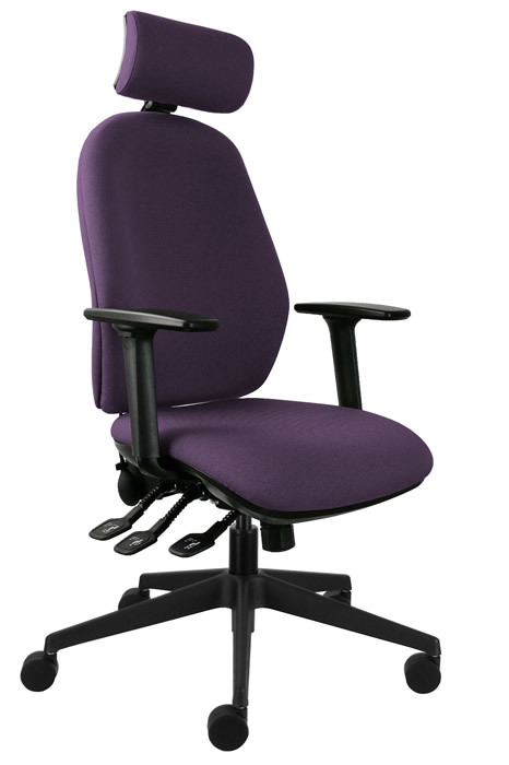 View Purple High Back Deeply Padded Operator Chair Seat Slide Height Adjustable Back Adjustable Arms Ergo Fix Posture information