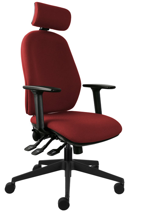 View Red Ergonomic High Back Multi Functional Operator Chair Seat Slide Height Adjustable Back Adjustable Arms Ergo Fix Posture information